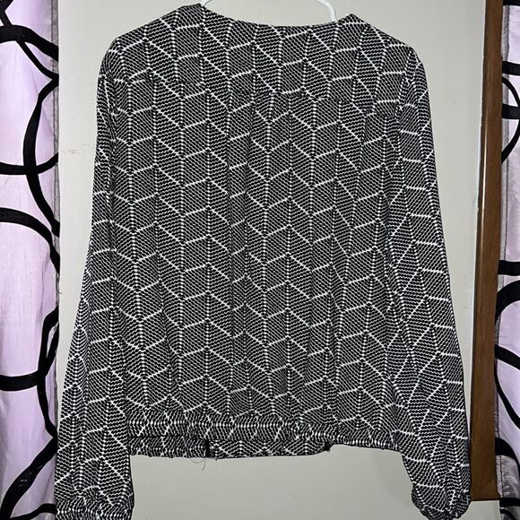 Roz & Ali Women's Jacket Large Black & White Elastic Waist - Picture 4 of 11